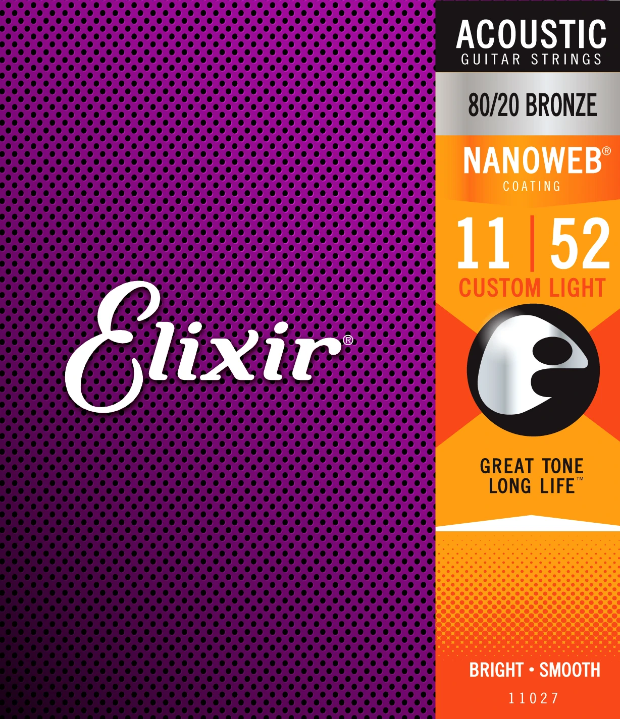 Elixir струны акустические 80/20 бронзовые Струны для гитары с покрытием NANOWEB, все модели - Цвет: 11027	011-052