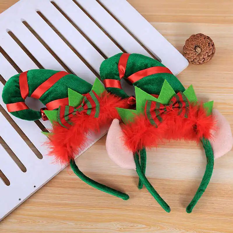 

Hair Xmas Band Christmas Hoop Head Headband Feather Clasp Headwear Elf GiftsMA