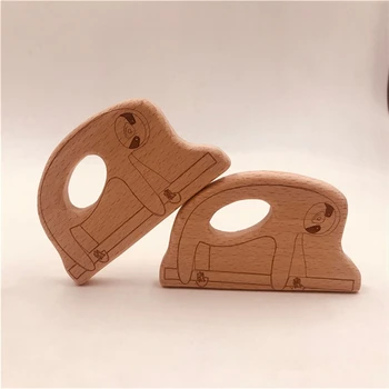 

New 1pc Baby Teether DIY Nursing Pendant Teething Toys Cute Animal Grade Materials Organic Chew Gift Wooden Teether