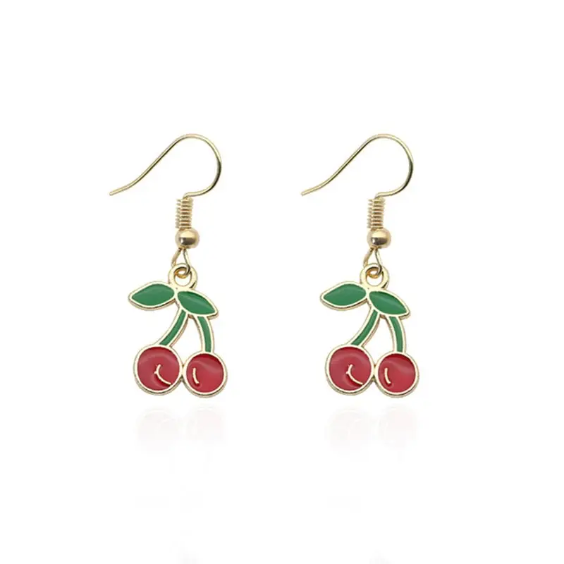 

Fashion Fruit Cherry Banana Pineapple Earrings for Women Yellow Gold Color Hanging Drop Earrings Lady Girls Students Jewelry