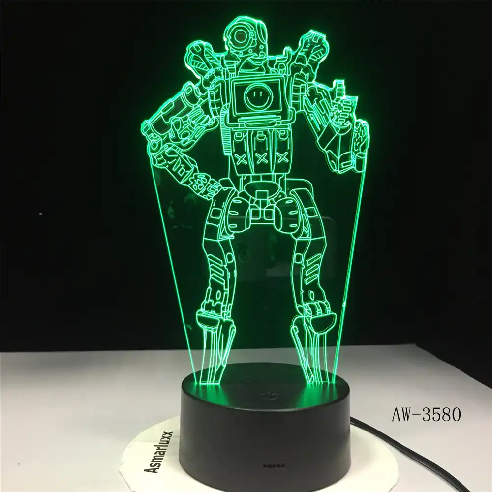 Transformers 3D Acrylic LED 7 Colour Night Light Touch Table Desk Lamp Kids Gift