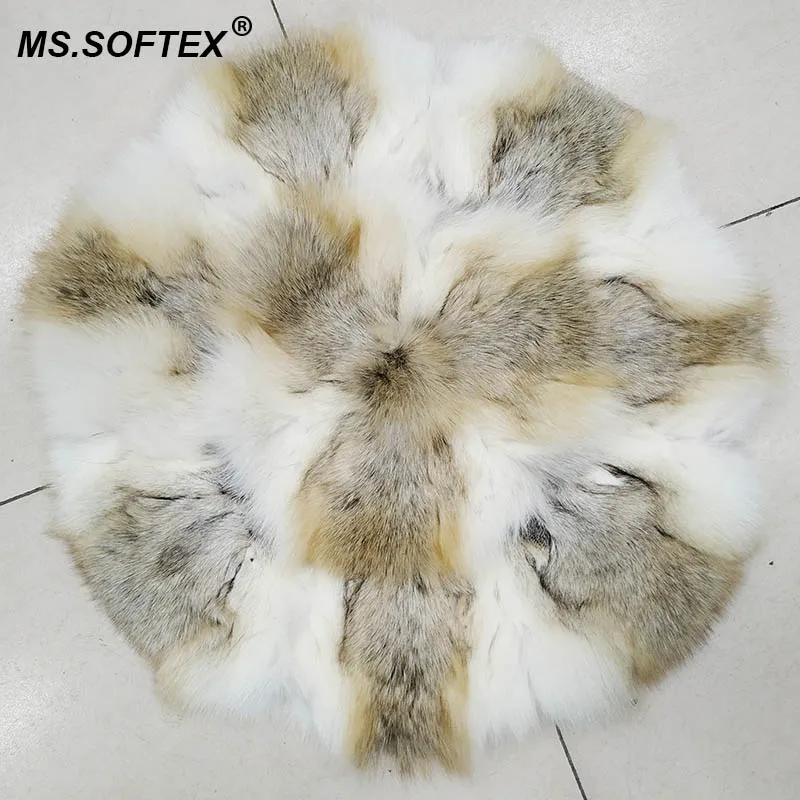 MS.Softex подушка из натурального Лисьего меха круглая форма Нескользящая задняя