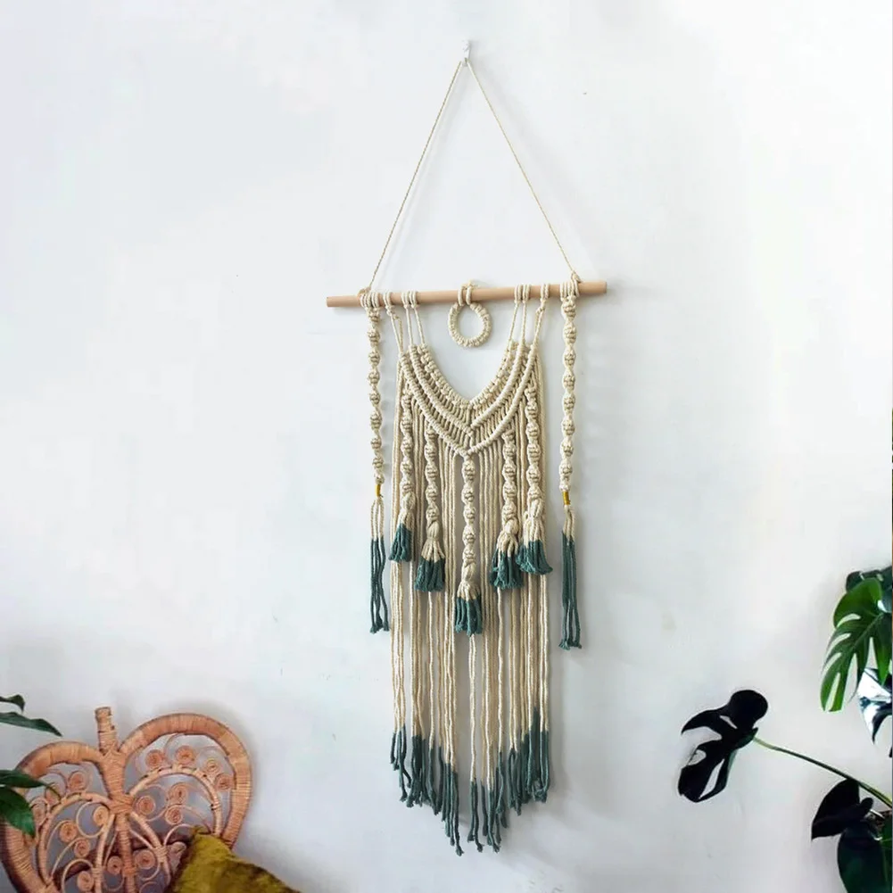 2 Styles Macrame Woven Wall Hanging Boho Chic Bohemian Room Geometric Tapestry Art Beautiful Apartment Dorm Room Decoration