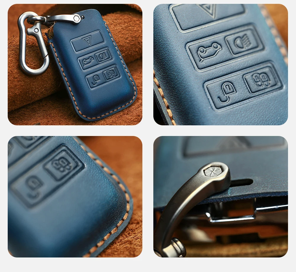 Cover chiave telecomando per Land Rover Range Rover Evoque Discovery Sport - Jaguar E-Pace Leather r 2018 2019 2020 5 Bottoni - H8638657fe3ad42c29e3ae9f877e78e15R