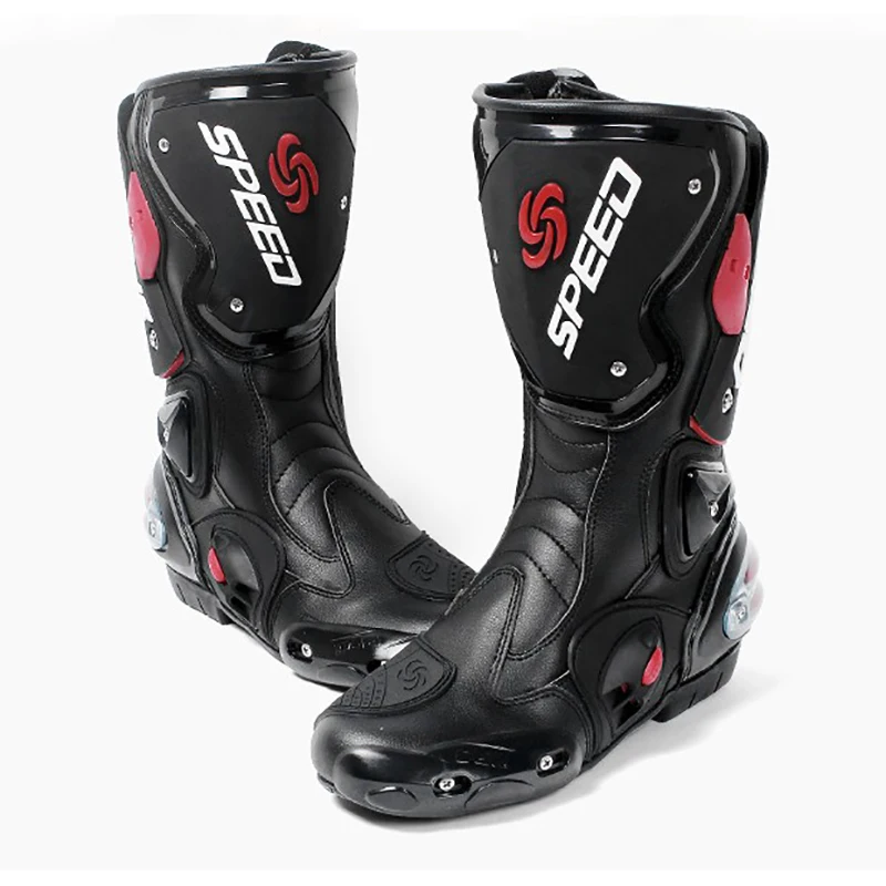 New Fashion Leather Motorcycle Boots Pro Biker SPEED Racing Boots Motocross Boots Drop Resistance motorcycle boots