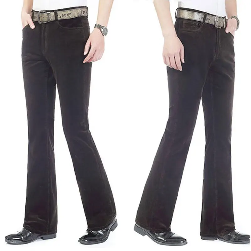 Коричневые джинсы мужские осенние новые микро-скользящие Повседневные Брюки Корейская версия эластичные вельветовые повседневные брюки с широким клешем