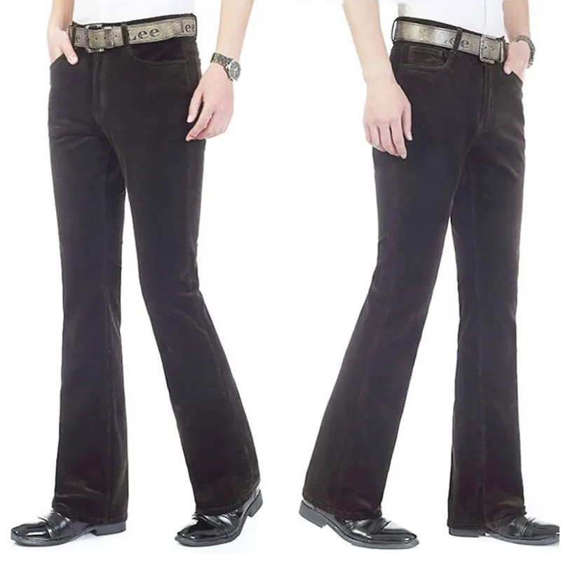 Men's Autumn New Micro-slip Casual pants Korean version of the Elastic Slim-sleeved Corduroy Casual Flare pants