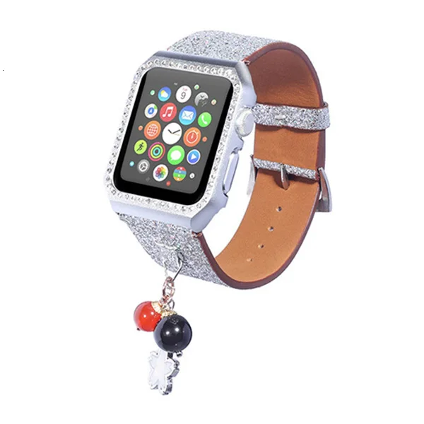 Кожаный ремешок для часов Apple Watch band 42 мм 38 мм iWatch Watch аксессуары для iwatch браслет для наручных часов с рамкой - Цвет ремешка: Серебристый