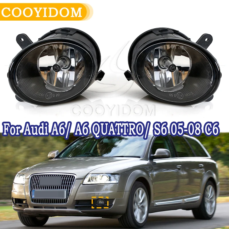 

COOYIDOM 1Pair Front Halogen Fog Lights Lamps 4F0941700 4F0941699 For Audi 2005 2006 2007 2008 A6 S6 Allroad Quattro C6 S8