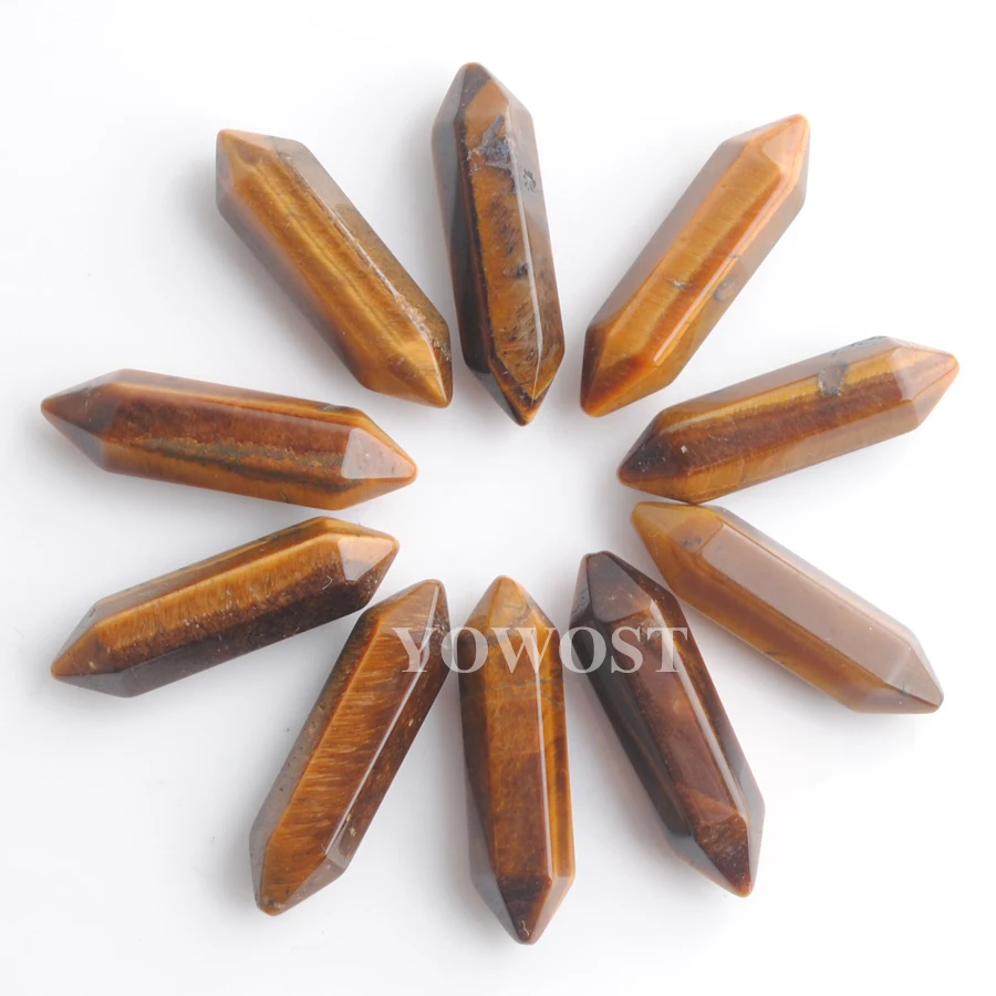 10Pcs/lot 30x8mm Natural gem stone Tigers Eye Hexagonal Shape Bullet Pointed Reiki Chakra No Hole Beads Jewelry Making QU3309 | Украшения и