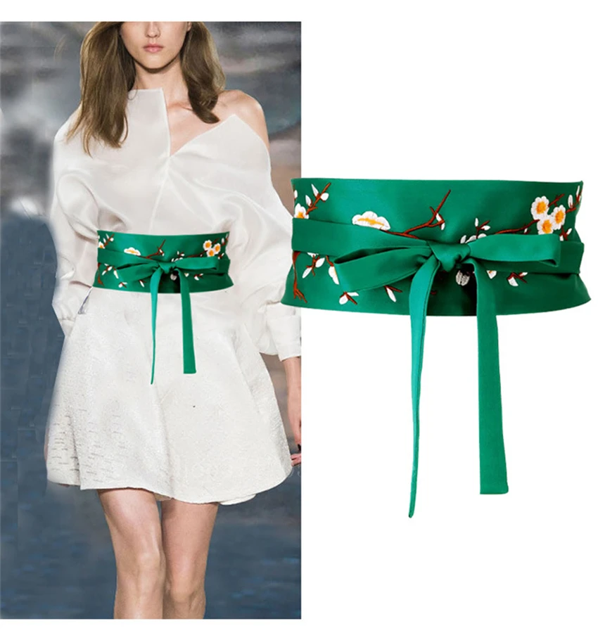 EmbroideryJapaneseStyleKimonoBeltWomanFloralElegantFashion