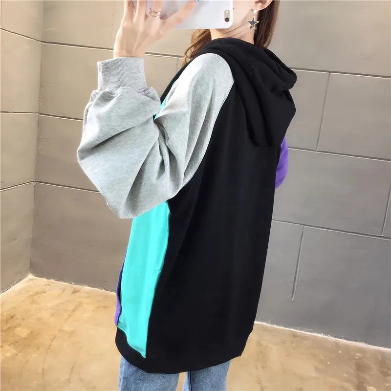 Новые негабаритные толстовки для женщин осень 2019 тонкий хит цвет Harajuku Толстовка