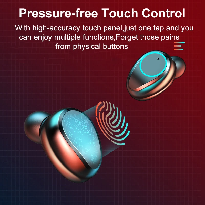Wireless Bluetooth Earphone with Microphone Sports Waterproof Touch Control Music Earbuds For Phone Wireless Headphones H