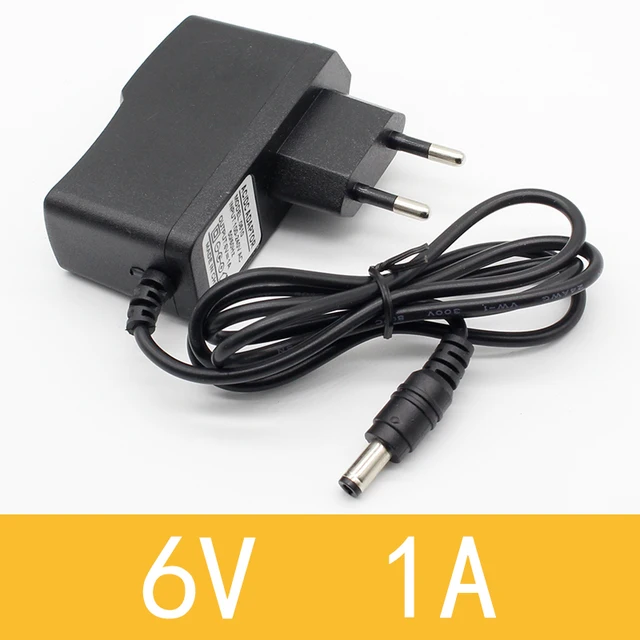 6v1a-adaptador conversor ac 100v-240v, fonte de energia dc 6v, 1a, 5.5 ma, plug eu, 2.1mm x mm, 1 peça 1