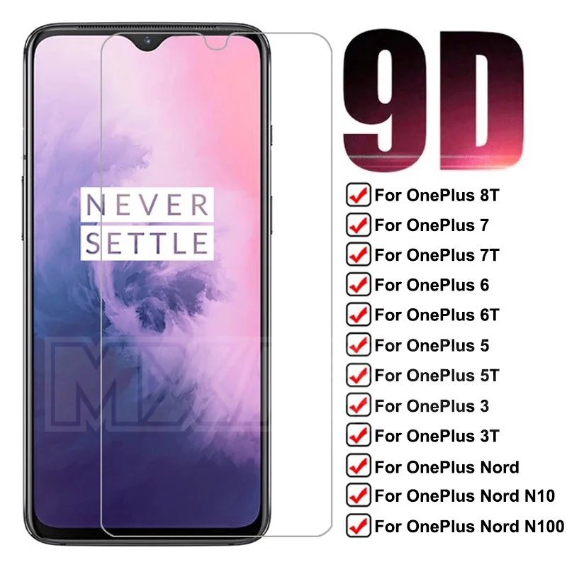 Funda completa templada 9D para OnePlus 8T 7T 6 6T 5 5T 3 3T, Protector de pantalla para OnePlus Nord N10 N100, película protectora de vidrio
