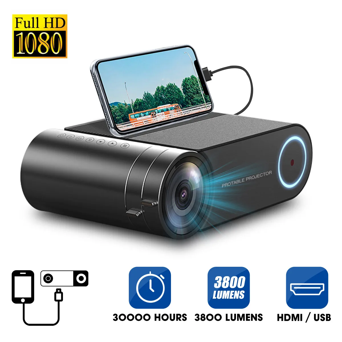 4K 3800 Lumes светодиодный проектор портативный 1080P Full HD проектор Красочный мультимедийный кинотеатр HDMI VGA AV USB открытый домашний 4K 3800 Lumes светодиодный проектор портативный 1080P Full HD проектор Красочный мультимедийный кинотеатр HDMI VGA AV USB открытый домашний