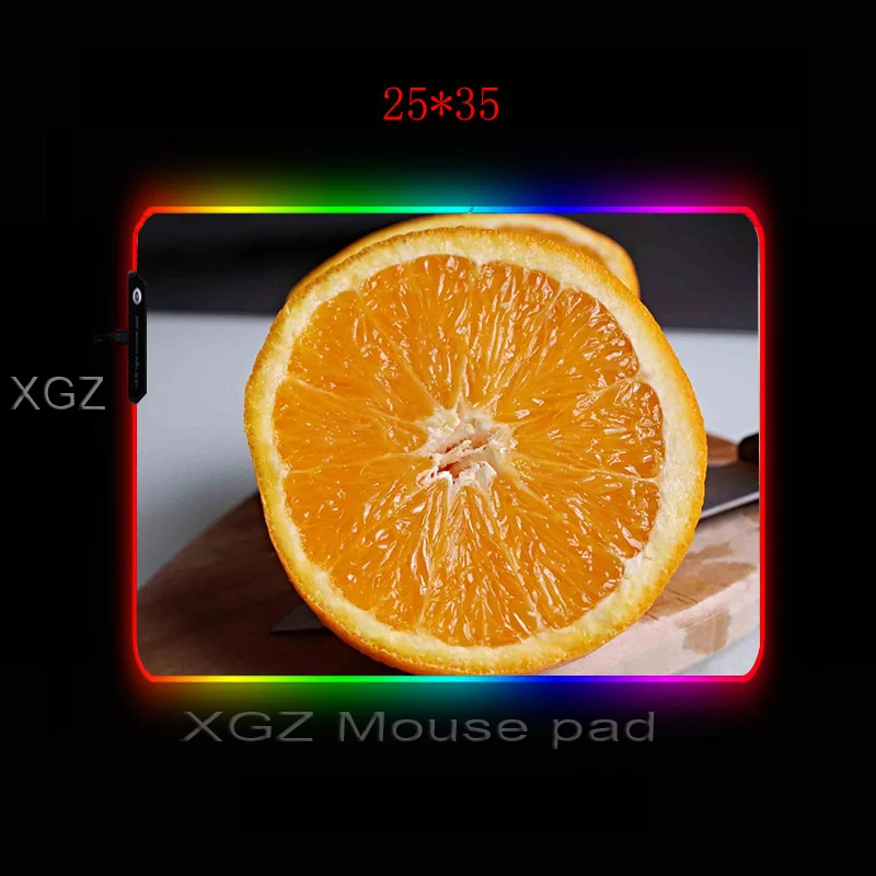  XGZ Sweet Fruit Orange Large RGB Mouse Pad Black Lock-edge Anime Computer Desk Mat Speed Rubber Non