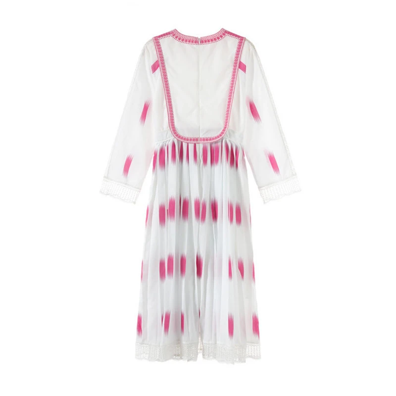 

Show Stripes Ethnic Group Wind Printing Embroidery Long Sleeve Medium Length Money Temperament Chiffon Sexy Dress G0956 Vestido