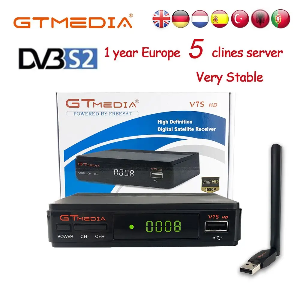 GTMedia V7S HD цифровой спутниковый ресивер DVB-S2 V7S HD Full 1080P+ USB wifi с 1 год обновления cccam Freesat V7 HD спутниковый ресивер - Цвет: GTmedia V7S HD