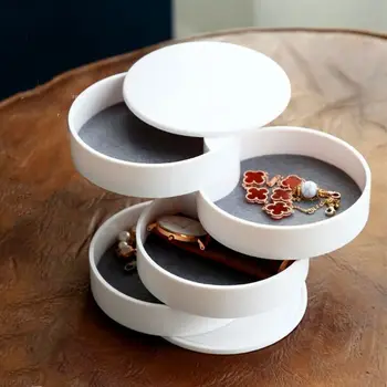 

360 Degree Rotary 4 Layer Jewelry Storage Box Holder Earring Necklace Organizers Jewelry Storage Box