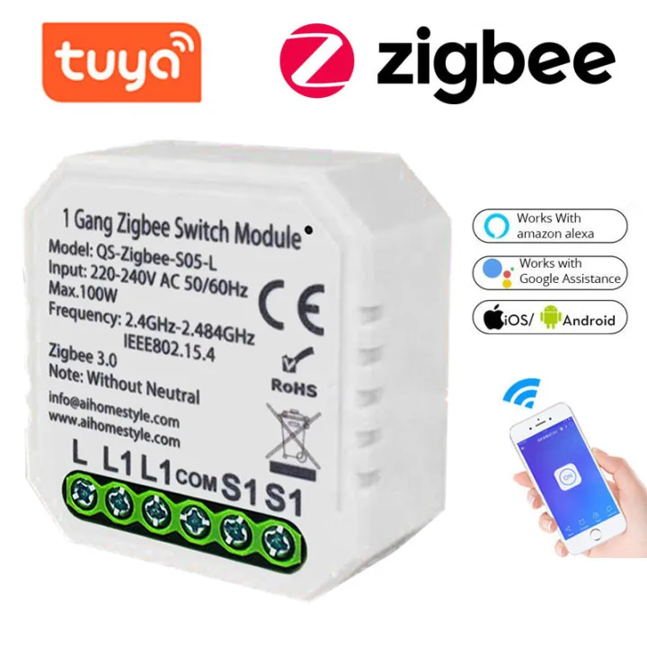 

Tuya Zigbee Smart Switch Zigbee 3.0 Zero/single Line Voice Control Switch Work With Alexa Google Home Smart Life App