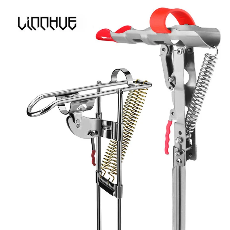 

LINNHUE 2020 Fold Fishing Rod Holder Full Stainless Steel Outdoor Fishing Accessories Spring Automatic Fishing Bracket Tackle
