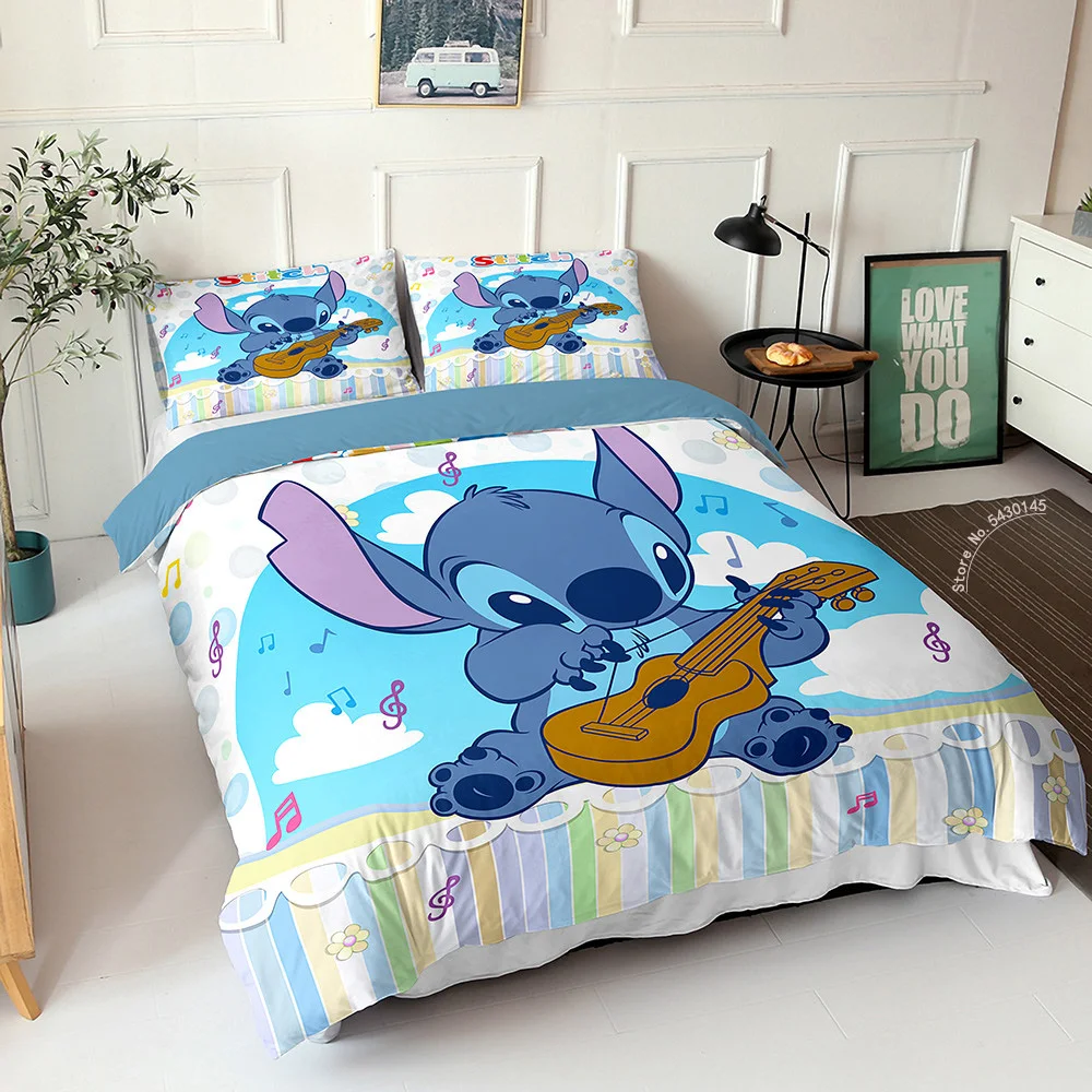 Disney Duvet Cover Sets Stitch Bedding Set Cartoon Bedclothes Boy Girl Bedroom Bed Single Twin Full Queen King Size Gift | Дом и сад