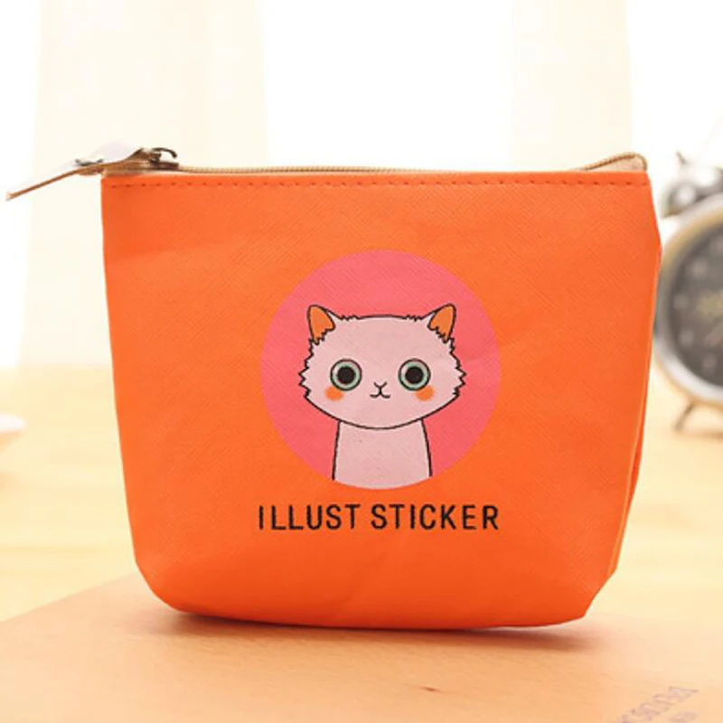 1 шт., женские Мини кошельки Kawaii с изображением кошки, сумка для денег, Детская сумка на молнии, подарочная сумочка для девочек, детские кошельки для монет, держатель - Цвет: orange