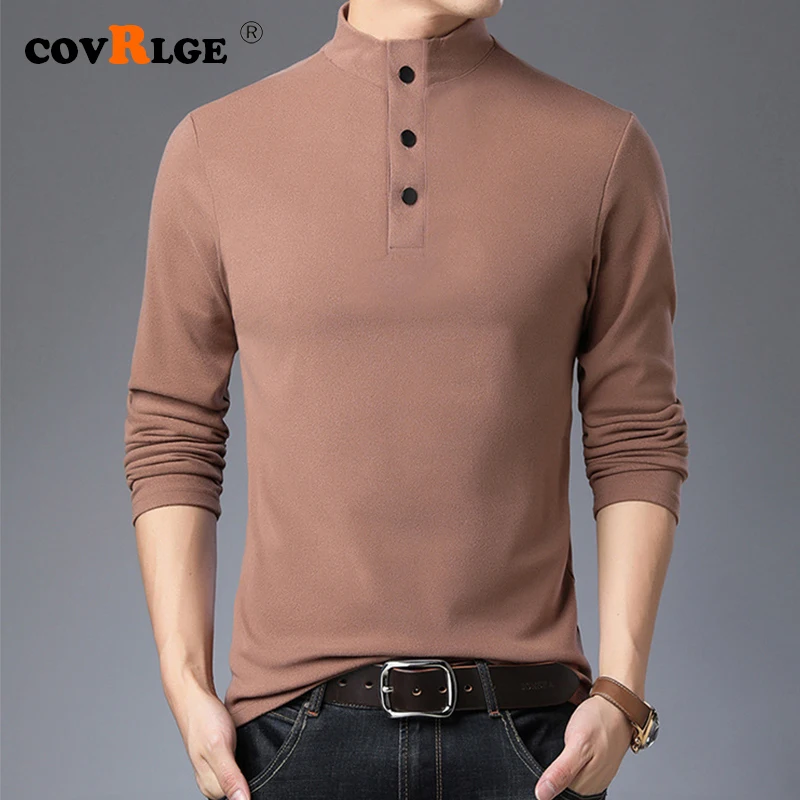 

2019 Men's Fleece Long-sleeve T-shirt Fleece Half-high Collar Bottoming Shirt Soft Warm Solid Color Men's Clothing MTL117