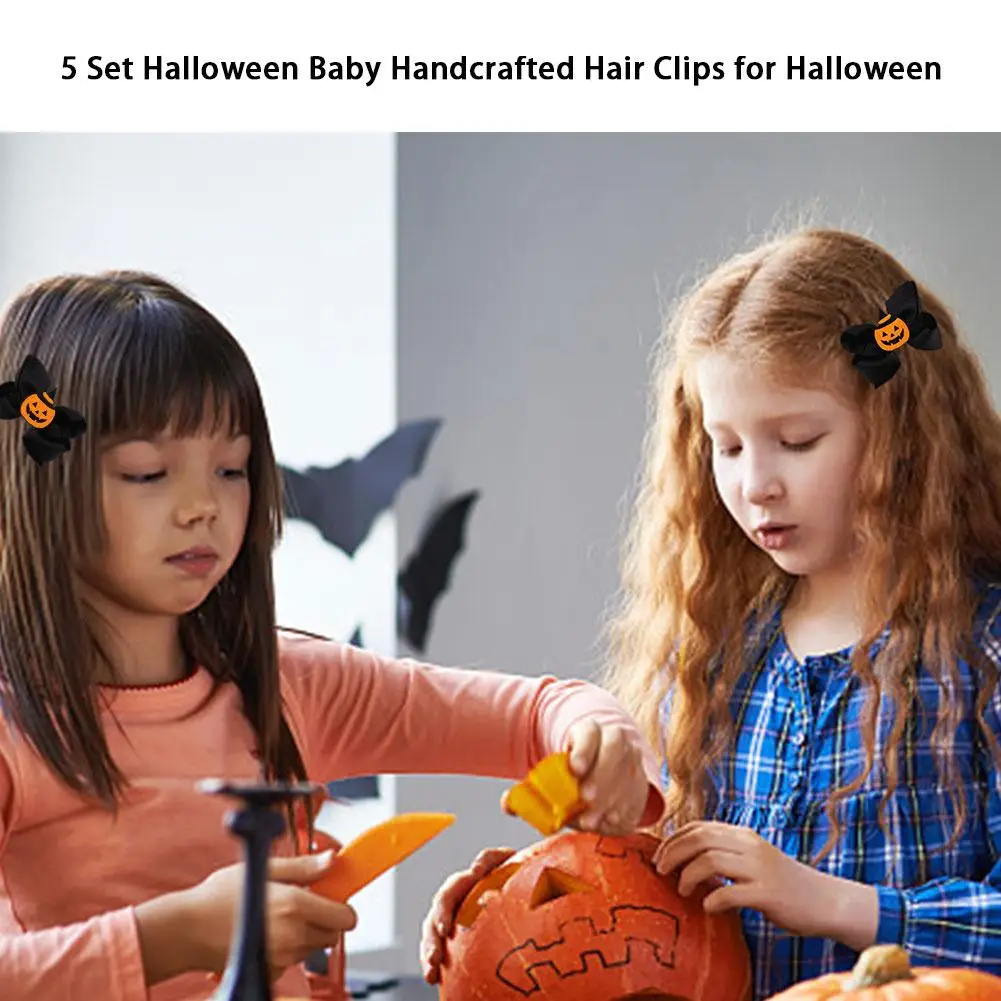 5 шт. тыквы заколки для волос волосы на Хэллоуин зажимы для девочек, одежда для сна, Танцевальная Вечеринка заколки детские аксессуары для волос, игрушка на Хэллоуин