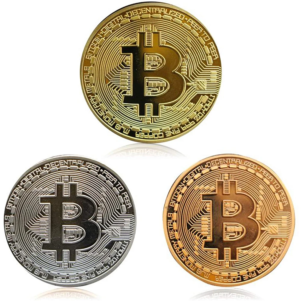 Uds creativo recuerdo bañado en Oro moneda Bitcoin colección poco moneda de Metal colección física Cripto moneda conmemorativa