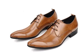 

Men's Shoes Lace-up Pointed Toe Cowhide Cowhide Leather Shoes Work Wear Comfortable Wedding Shoes
