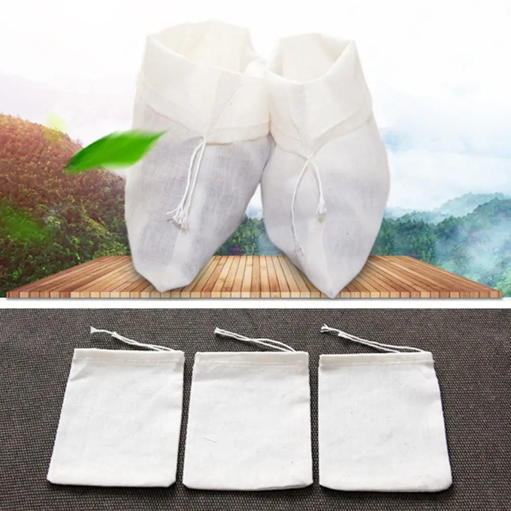 10Pcs Reusable Drawstring Cotton Filter Bags Tea Bag for Herbal Loose Tea Leaves Kitchen Cooking Spice disposable tea bags disposable tea filter bags