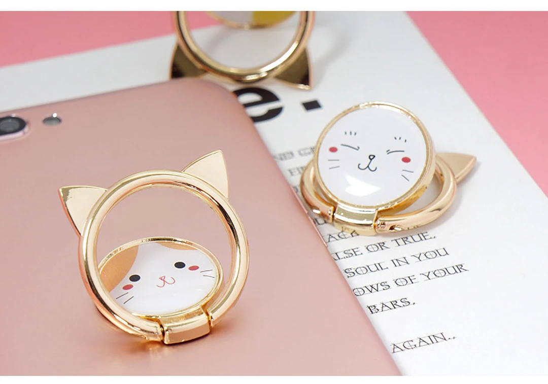 Милое металлическое кольцо с котом, держатель для мобильного телефона, настольное кольцо, подставка для iPhone 7 Xiaomi huawei, универсальное роскошное кольцо для телефона, поддержка