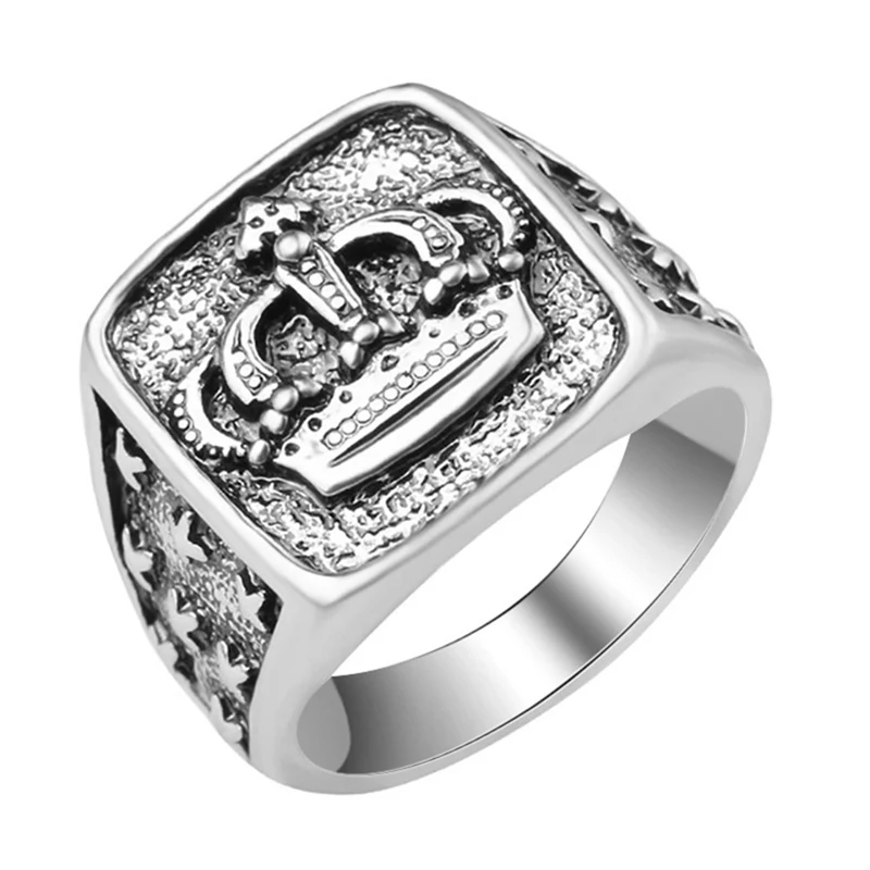 Fashion Jewelry Crown-Rings Wedding-Engagement Antique Punk Gothic Statement Male Silver-Color