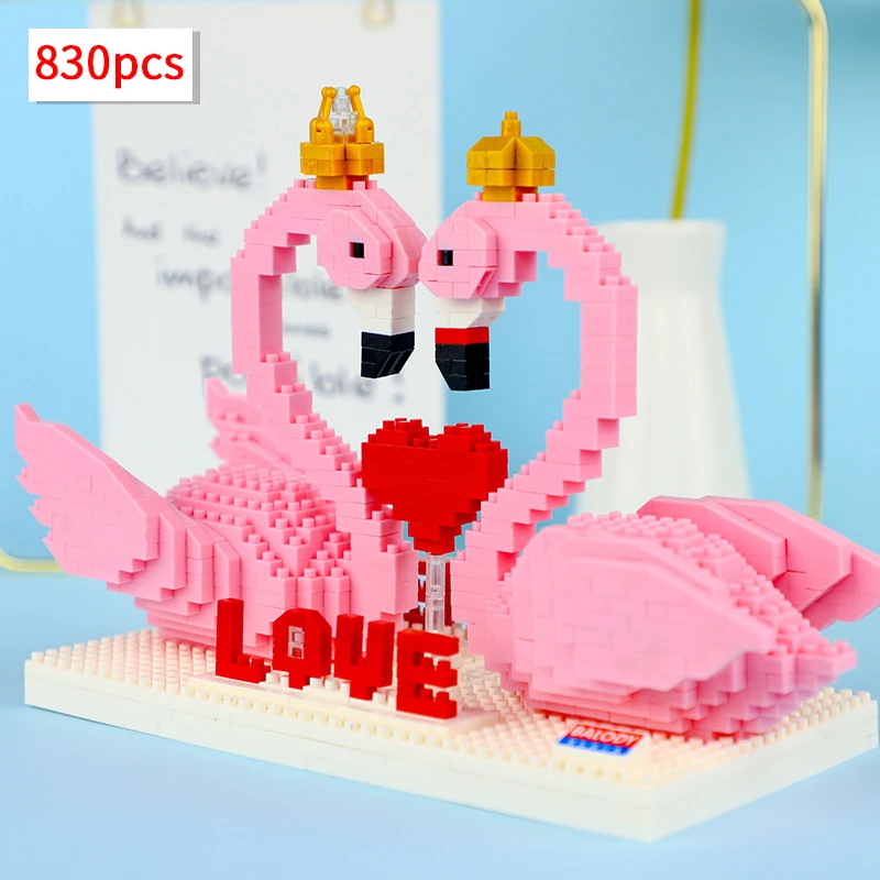 830 шт Фламинго Лебедь строительные блоки модель животные DIY Алмаз Мини частицы собрать развивающие игрушки подарки для детей