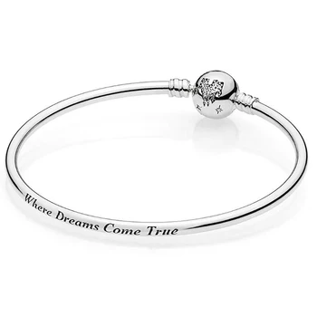 

2019 NEW 100% 925 Sterling Silver Original Lovely Bangle Where Dreams Come True Stringed Bracelet Send Girl Fashion Jewelry Gift