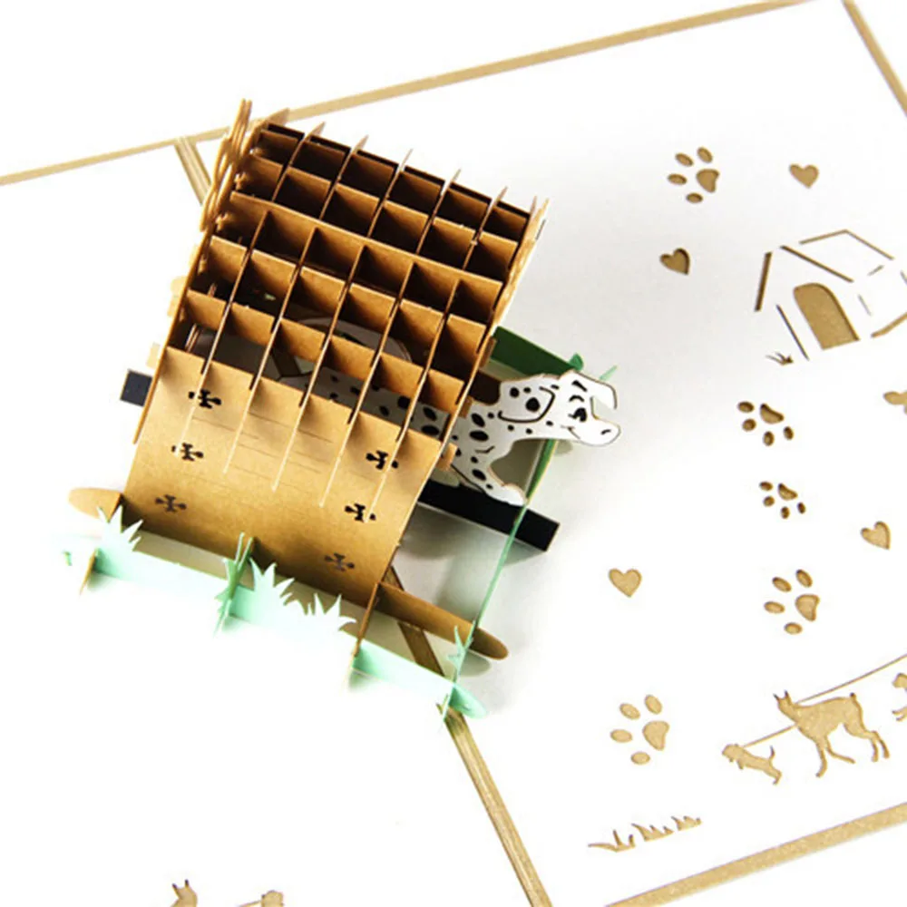  3pcs 3D Pops Up Card Dog House Birthday Card Pet Home Greeting Cards Party Invitation Greeting Card - 4.00029E+12