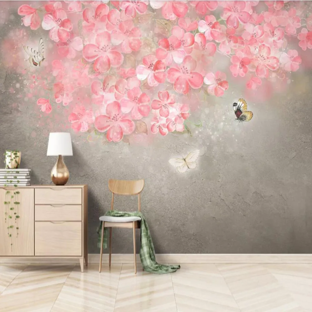 

Milofi custom 3D photo wallpaper pattern flower cluster Nordic cement wall retro background wall decoration mural wallpaper