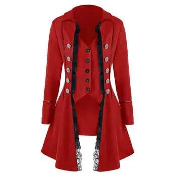 

Women Skirt Trench Retro Lace Long Sleeve Button Tailcoat Party Costume Medieval Coat Jacket plus size Medieval Coat Jacket