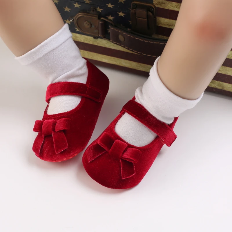 Baby Spring And Autumn Style Lovely Bow Solid Color Soft Sole Princess Shoes 0-18 Months Newborn Baby Casual Walking Shoes