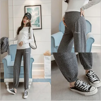 

New 2020 Autumn Spring Maternity Sport Pants Stretch Leggings Clothing Summer Clothes for Pregnant Women Pregnancy Pants X117
