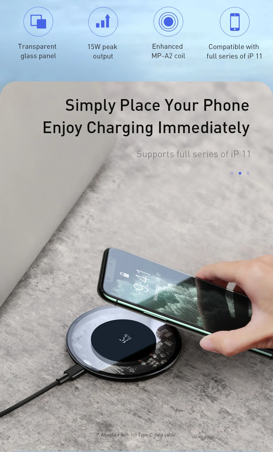 Baseus 15W Qi Wireless Charger for iPhone 11 Pro Xs Max X 8 Induction Fast Wireless Charging Pad for Samsung S20 Huawei Xiaomi 9
