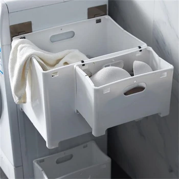 

Wall-Mounted Punch-Free Foldable Clothing Storage Basket Plastic Storage Frame Debris Towel Laundry Basket