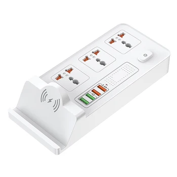 

Smart with Wireless 2USB 2 QC 3.0 Fast Charging 3AC Universal Socket