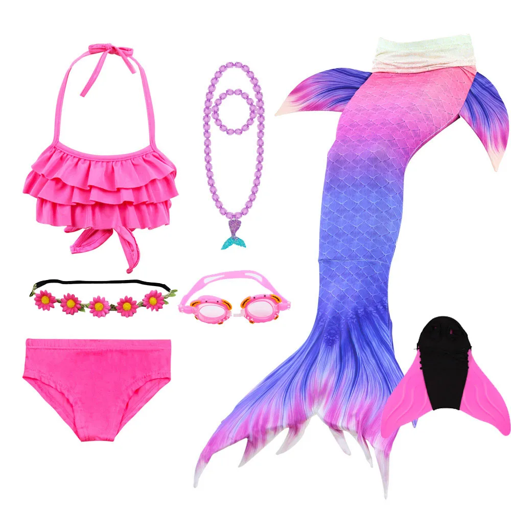 swimsuit set 11 Платье русалки, костюм, сексуальный купальник, хвост русалки, для плавания, монофин с ожерельем, очки, гирлянда, монофин, плавник, детское бикини - Цвет: swimsuit set 11