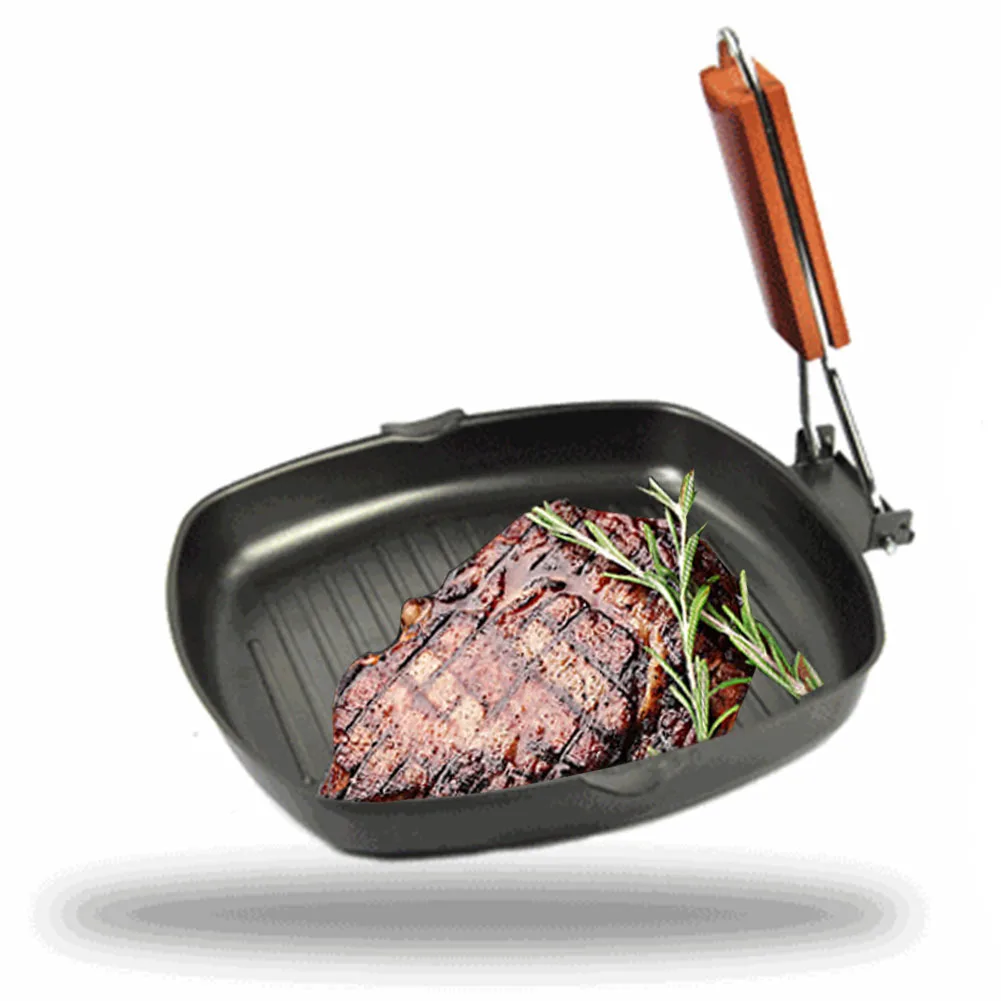 20/24cm Camping Non-stick Pan Steak Kitchen Supplies Foldable Griddle BBQ Frying Easy Clean Skillet Picnic Iron
