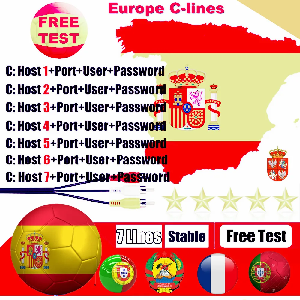 

Spain 24 months 3/4/5/6/7/8 lines Server support DVB S2 Satelite Receiver for Europe ccam Clines with Portugal Italy poland