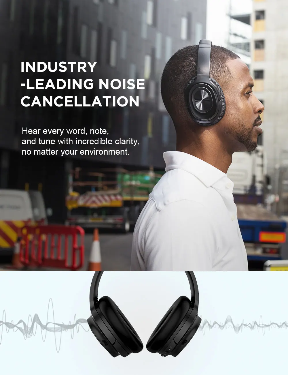 sem fio sobre a orelha anc fones com microfone para telefones
