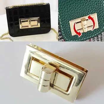 

1X Metal Rectangle Bag Turn Lock Twist Lock Clasp Leather Craft Women Bag Handbag Shoulder Bag Purse Diy Hardware